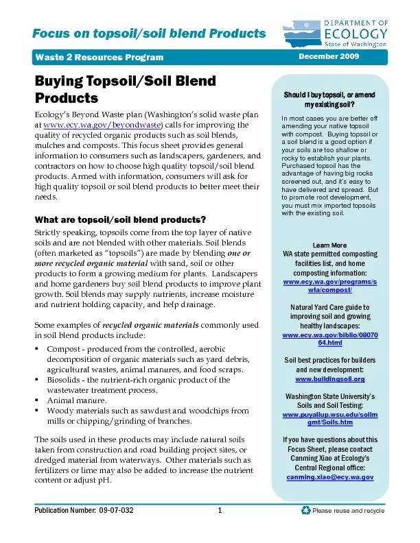 Focus on topsoil/soil blend Products