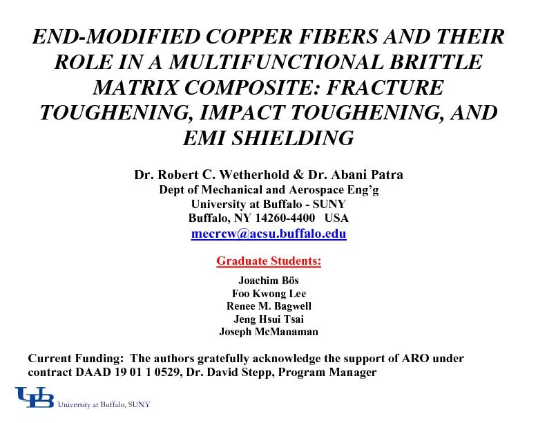 END-MODIFIED COPPER FIBERS AND THEIR ROLE IN A MULTIFUNCTIONAL BRITTLE