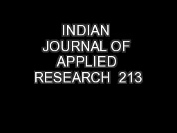 INDIAN JOURNAL OF APPLIED RESEARCH  213