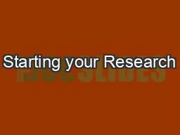 Starting your Research