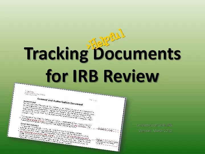 Tracking Documents for IRB Review