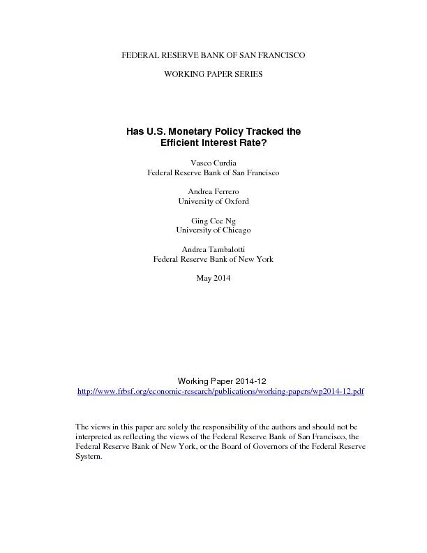 FEDERAL RESERVE BANK OF SAN FRANCISCOWORKING PAPER SERIES