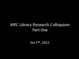 MPC Library Research Colloquium