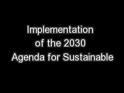 Implementation of the 2030 Agenda for Sustainable