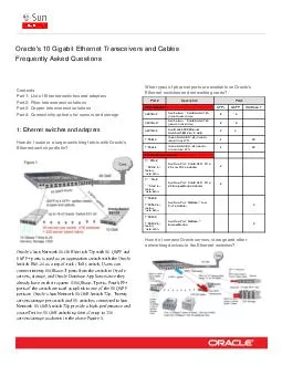 Oracle's 10 Gigabit Ethernet Transceivers and Cables