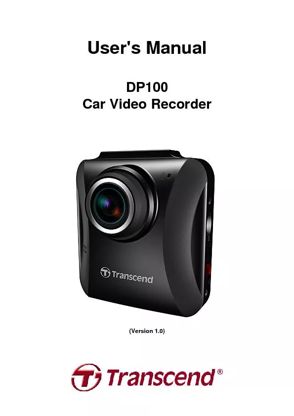 User's Manual DP100 Car Video Recorder