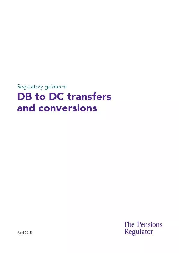 Regulatory guidance DB to DC transfers and conversions