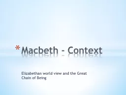 Elizabethan world view and the Great Chain of Being