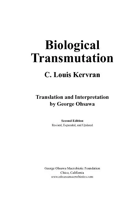 TransmutationTranslation and InterpretationGeorge Ohsawa Macrobiotic F