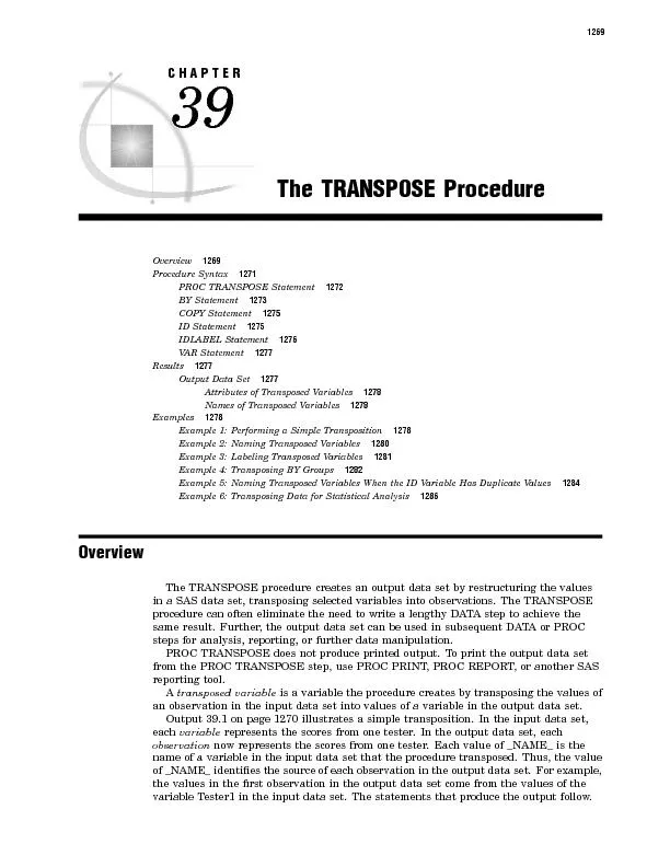 CHAPTERTheTRANSPOSEProcedure