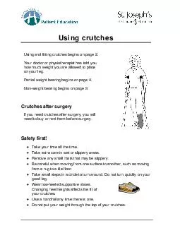 Using crutches Using and fitting crutches begins on page