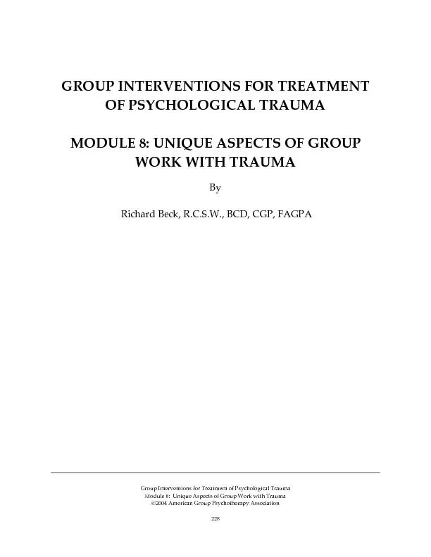 Group Interventions for Treatment of Psychological Trauma Module 8:  U