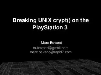 Breaking UNIX crypt on the PlayStation  Marc Bevand m