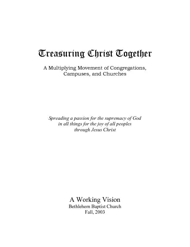 A Multiplying Movement of Congregations,  Campuses, and ChurchesSpread