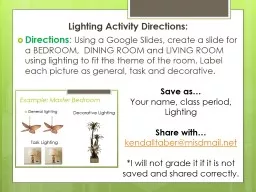 Lighting Activity Directions: