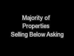 Majority of Properties Selling Below Asking