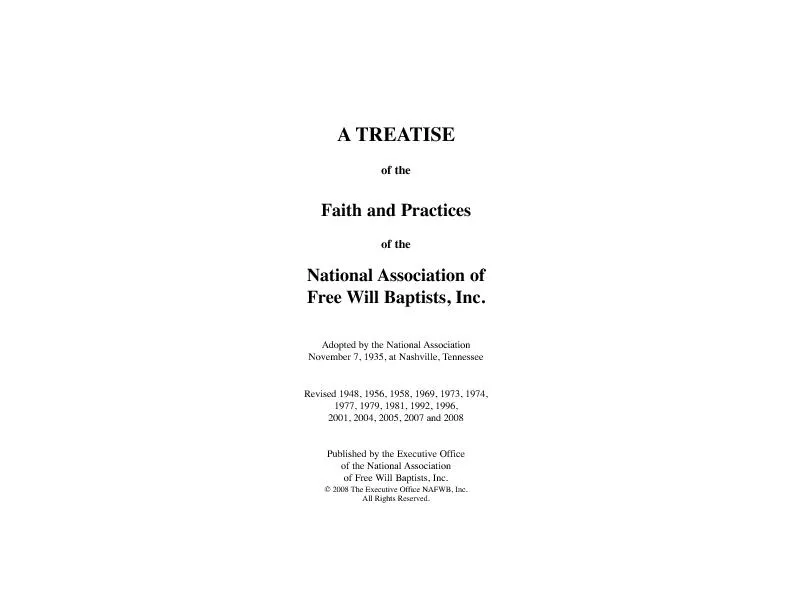 ATREATISENational Association ofFree Will Baptists, Inc.Adopted by the