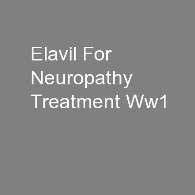 Elavil For Neuropathy Treatment Ww1