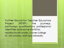 Further Education Teacher Educators Project (FETEP): the jo