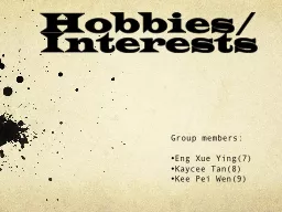 Hobbies/Interests