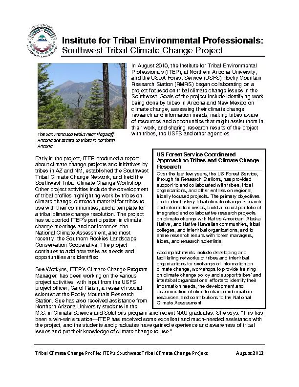 Tribal Climate Change Profile: