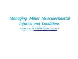Managing Minor Musculoskeletal