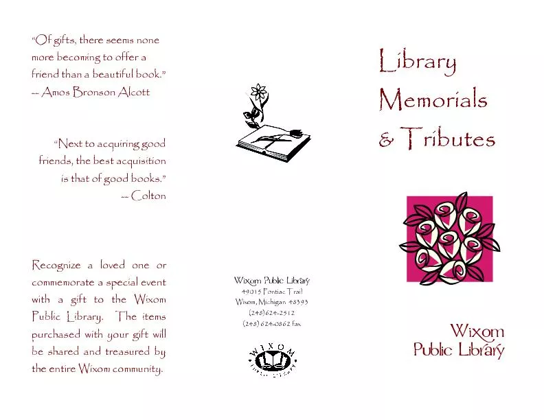 Library Memorials  & Tributes