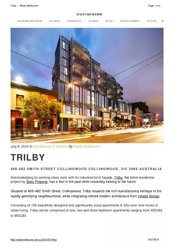 Trilby  Really MelbournePage or 4July 8, 2015 iArchitecture & Interior