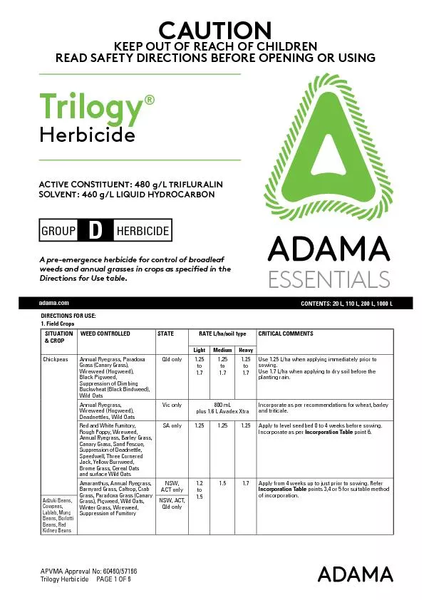 Trilogy Herbicide     PAGE 1 OF 6