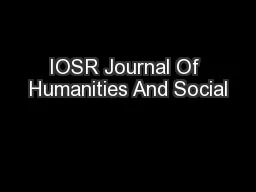 IOSR Journal Of Humanities And Social