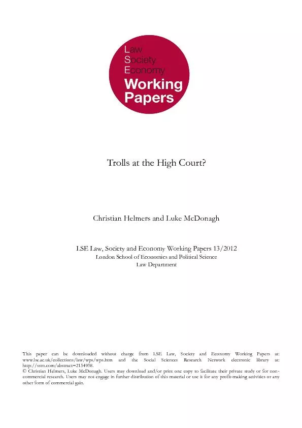 This paper can be downloaded without charge from LSE Law,