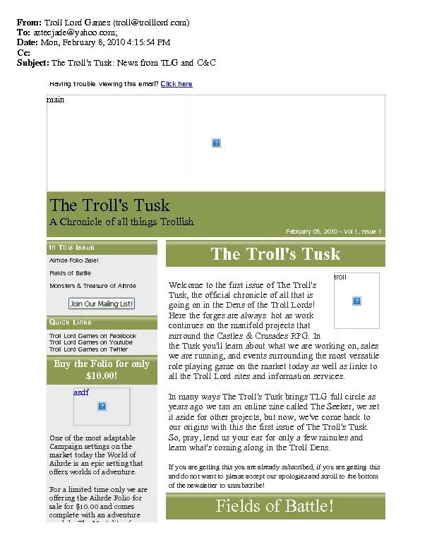 The Troll's TuskA Chronicle of all things TrollishFebruary 08, 2010 -