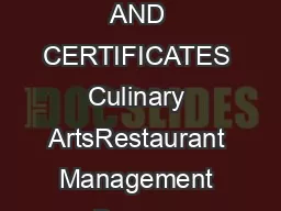 American River College Catalog   DEGREES AND CERTIFICATES Culinary ArtsRestaurant Management
