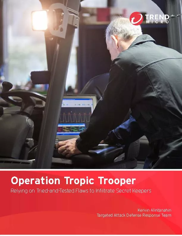 Operation Tropic TrooperRelying on Tried-and-Tested Flaws to Inltrate