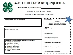 4-H Club Leader Profile