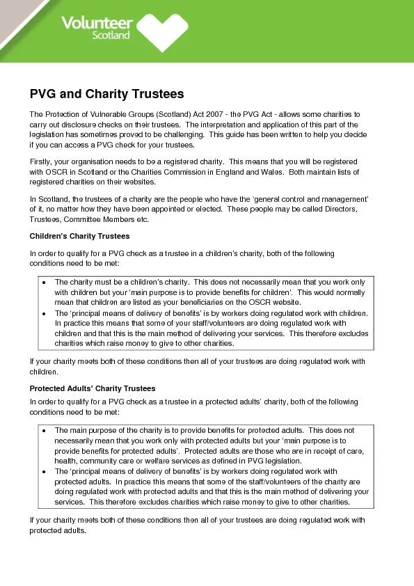 PVG and Charity Trustees
