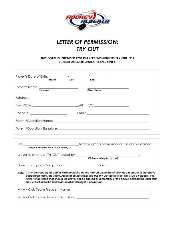 LETTER OF PERMISSION