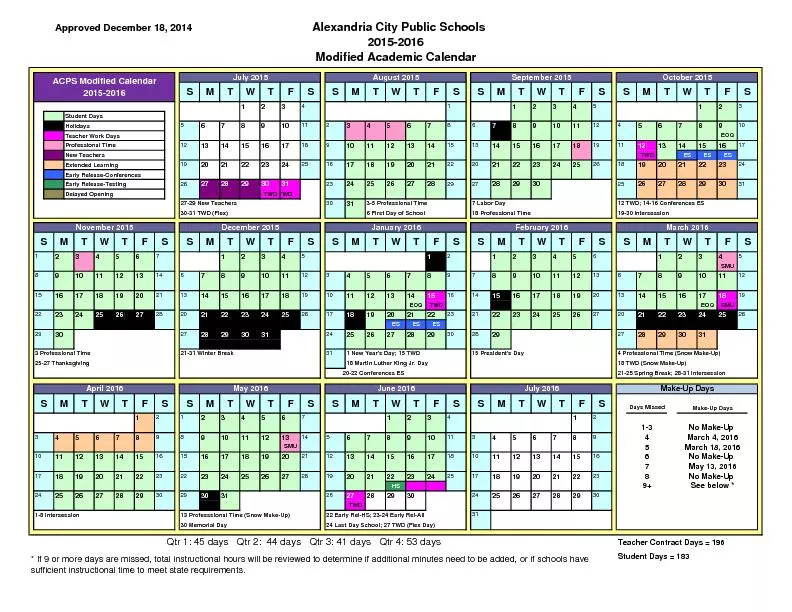 Approved December 18, 2014 Alexandria City Public Schools2015-2016 Mod