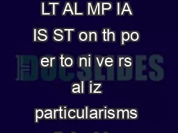 On the Cunning of Imperialist Reason Pierre Bourdieu and Lo Wacquant LT AL MP IA IS ST
