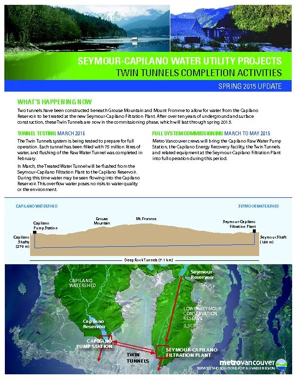 SEYMOUR-CAPILANO WATER UTILITY PROJECTSSPRING 2015 UPDATE