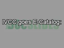 IVCC goes E-Catalog: