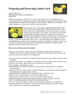 Preparing and Preserving Lemon Curd Elaine M