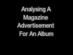 Analysing A Magazine Advertisement For An Album