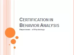 Certification in Behavior Analysis