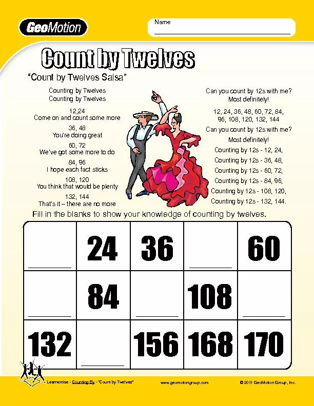 Fill in the blanks to show your knowledge of counting by twelves.
...