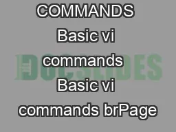 BASIC VI COMMANDS Basic vi commands  Basic vi commands brPage