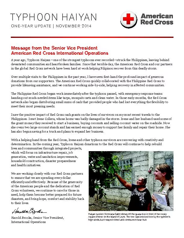 Message from the Senior Vice PresidentAmerican Red Cross International