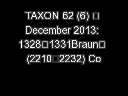 TAXON 62 (6)  December 2013: 1328–1331Braun (2210–2232) Co