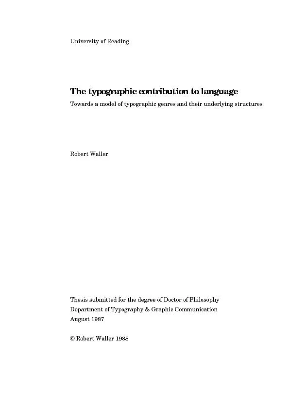 University of ReadingThe typographic contribution to languageTowards a
