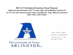 EE 5359 Multimedia Processing Project Proposal